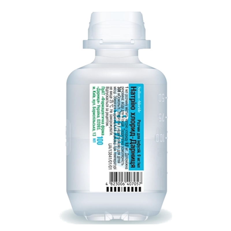 НАТРІЮ ХЛОРИД-ДАРНИЦЯ. Розчин для інфузій, 9 мг/мл, по 100 мл у флак.